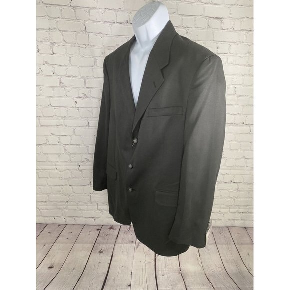 VTG NWT Bill Robin Son Black Polyester Micro Fiber 3 Button Jacket Blazer 44L - Picture 3 of 13